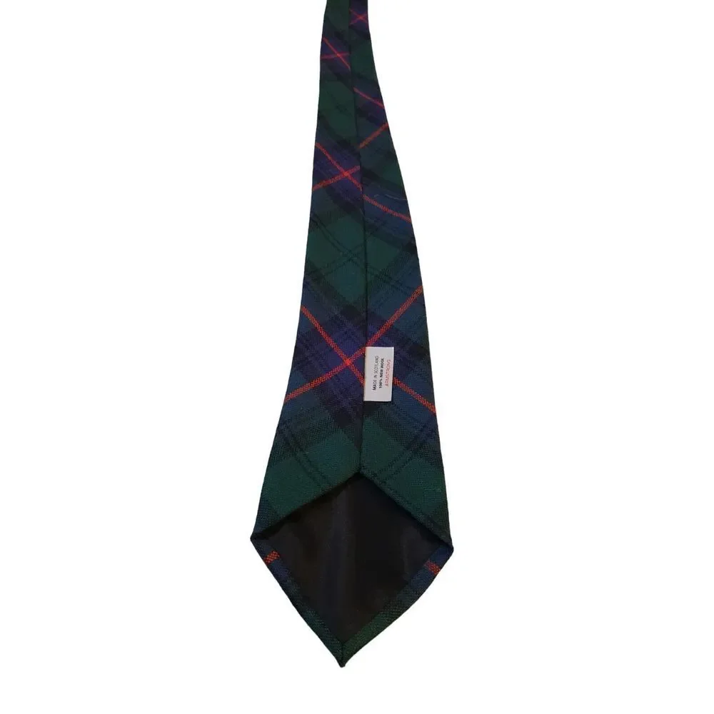 Vintage Made In Scotland 100% New Wool Tie 'Armstrong' Green Blue Plaid Neck Tie
